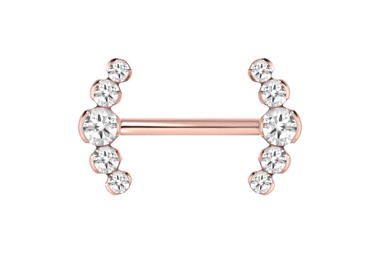 Titan Barbell Piercing mit Push Fit 5 KRISTALLE